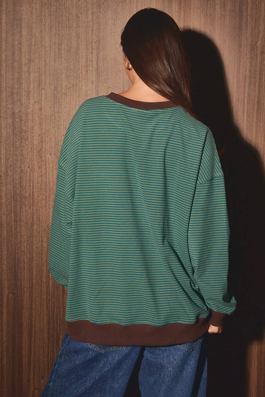 ROUND NECK STRIPE SWEATSHIRT