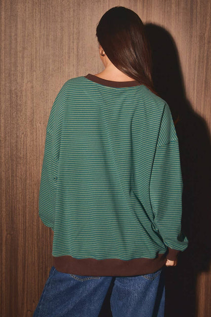 ROUND NECK STRIPE SWEATSHIRT
