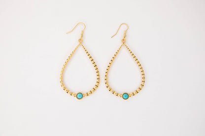 18K Gold Plated Hammered Teardrop Earring on Fishook: Yellow Gold