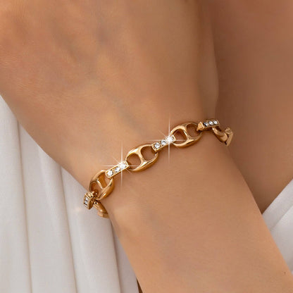 Sparkling Gold Link Chain Bracelet