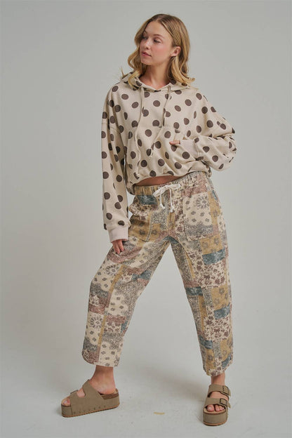 Mid-Rise Casual Mixed Print Pants