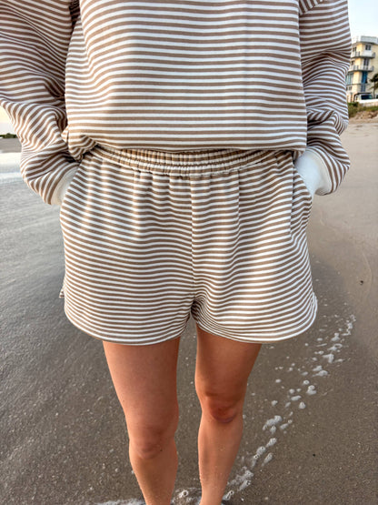 Brown & White Striped Shorts