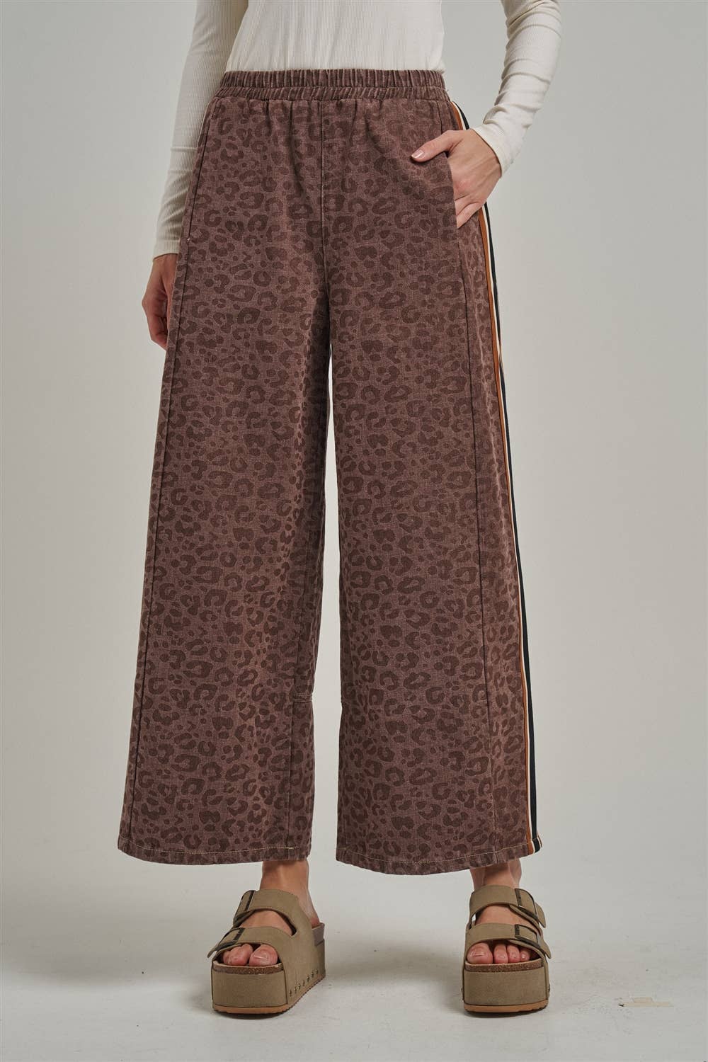 FALL VINTAGE LEOPARD WIDE LEG PANTS