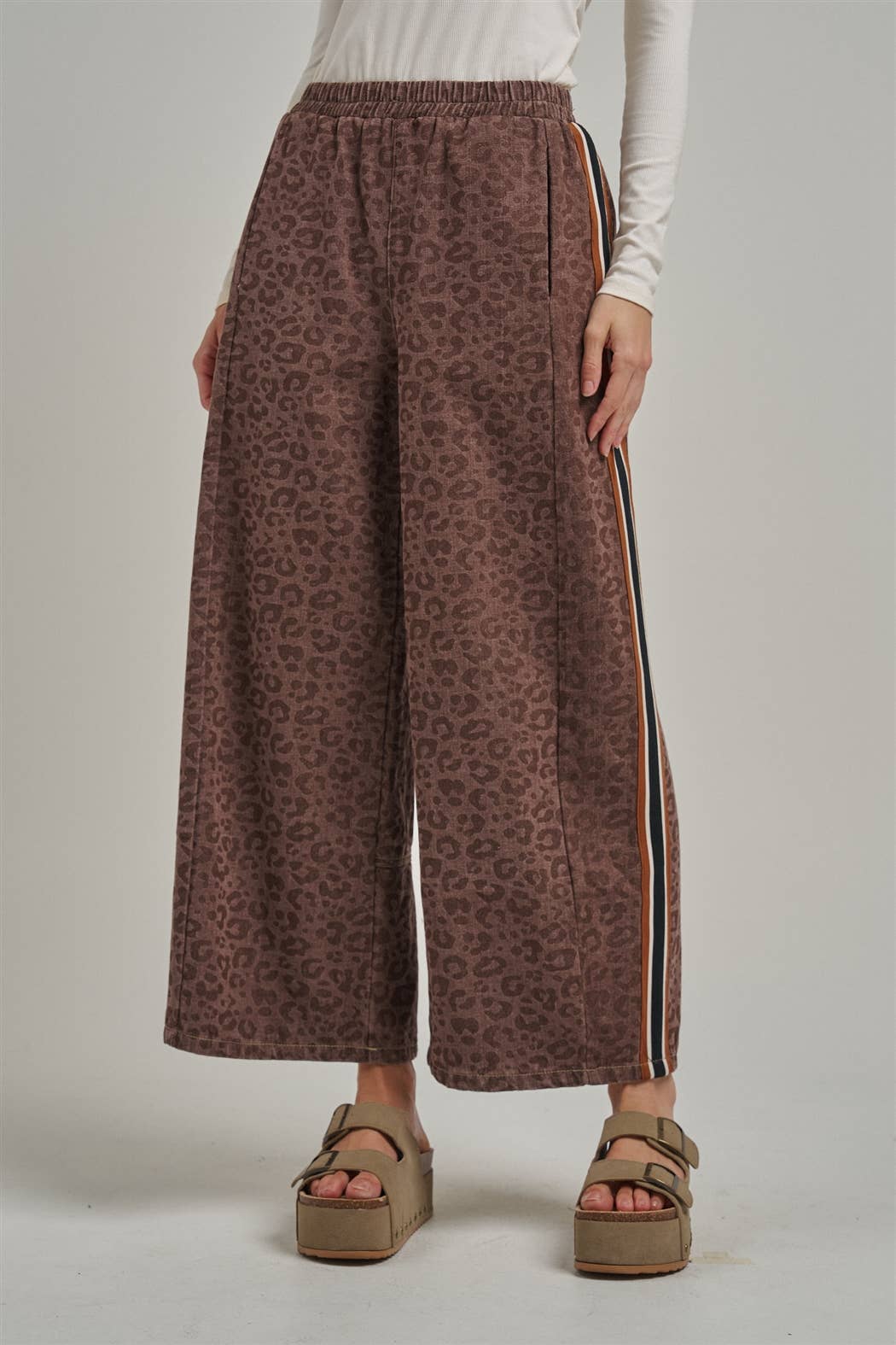 FALL VINTAGE LEOPARD WIDE LEG PANTS