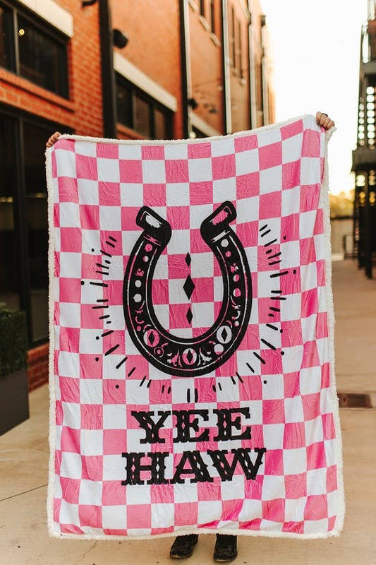 Pink Horseshoe Fleece Blanket