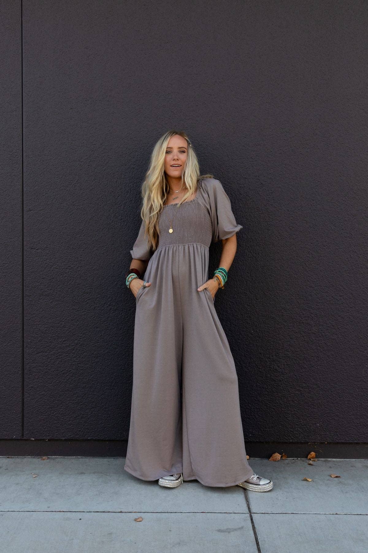 Nick Of Time Smocked Jumpsuit