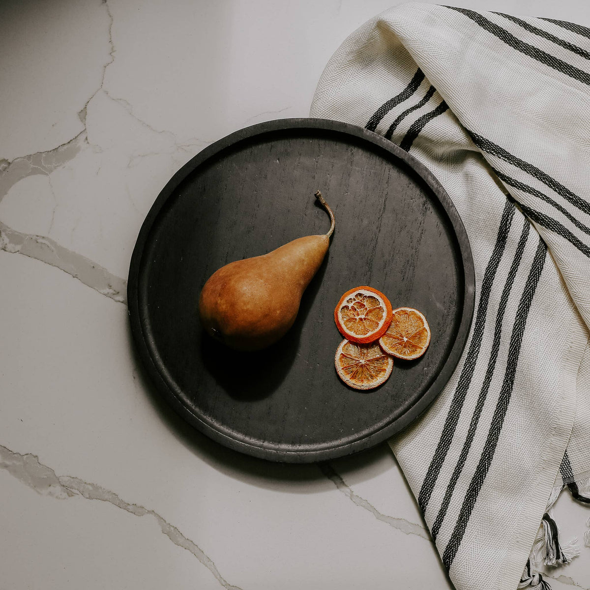 Large Black Round Wood Tray - Home Decor & Gifts