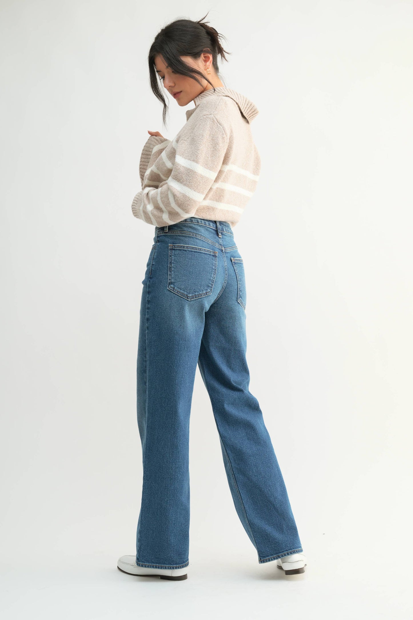 High Rise Full Length Straight Jeans