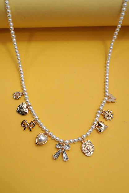 Pearl Multi Charm Necklace
