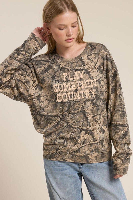 Play Somethin' Country Graphic Camo Long Sleeve