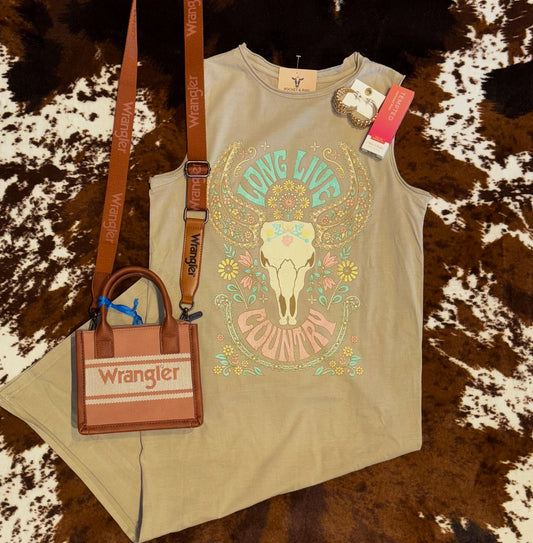 Long Live Country Graphic Muscle Tank Midi Dress