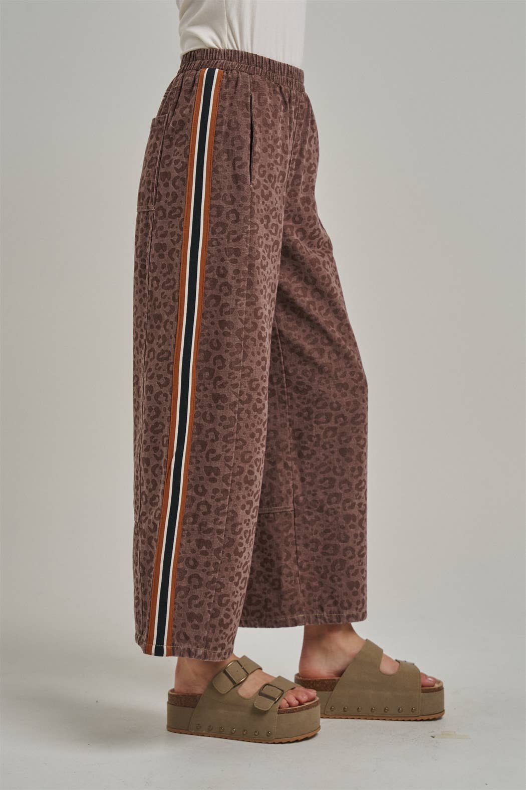 FALL VINTAGE LEOPARD WIDE LEG PANTS