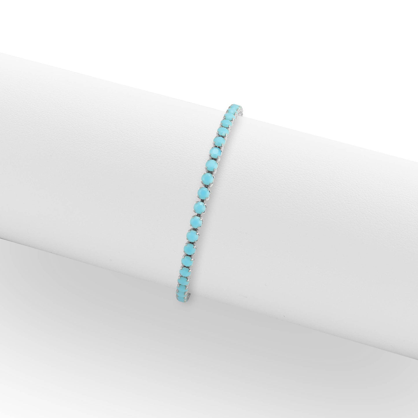 Stainless Steel Turquoise Rhinestone Tennis Bracelet