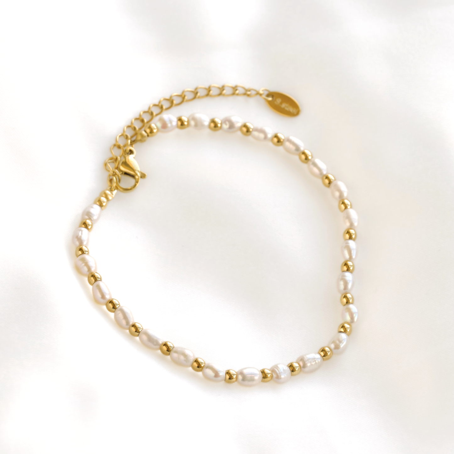 Gold Beaded Freshwater Pearl Bracelet