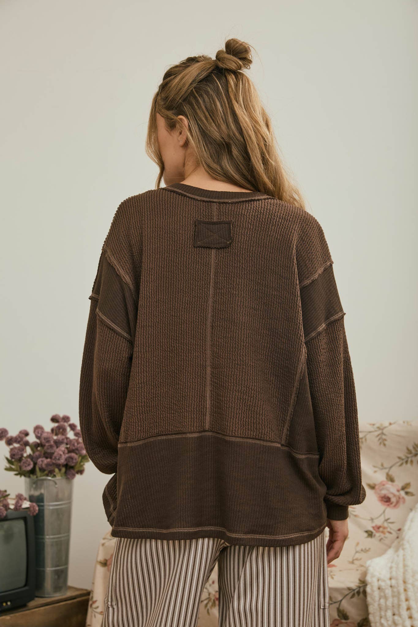V-Neck Ribbed Top