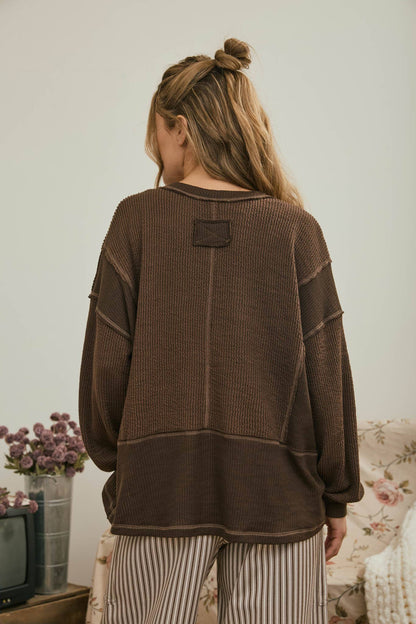 V-Neck Ribbed Top