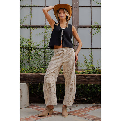 Western Barrel Leg Jeans