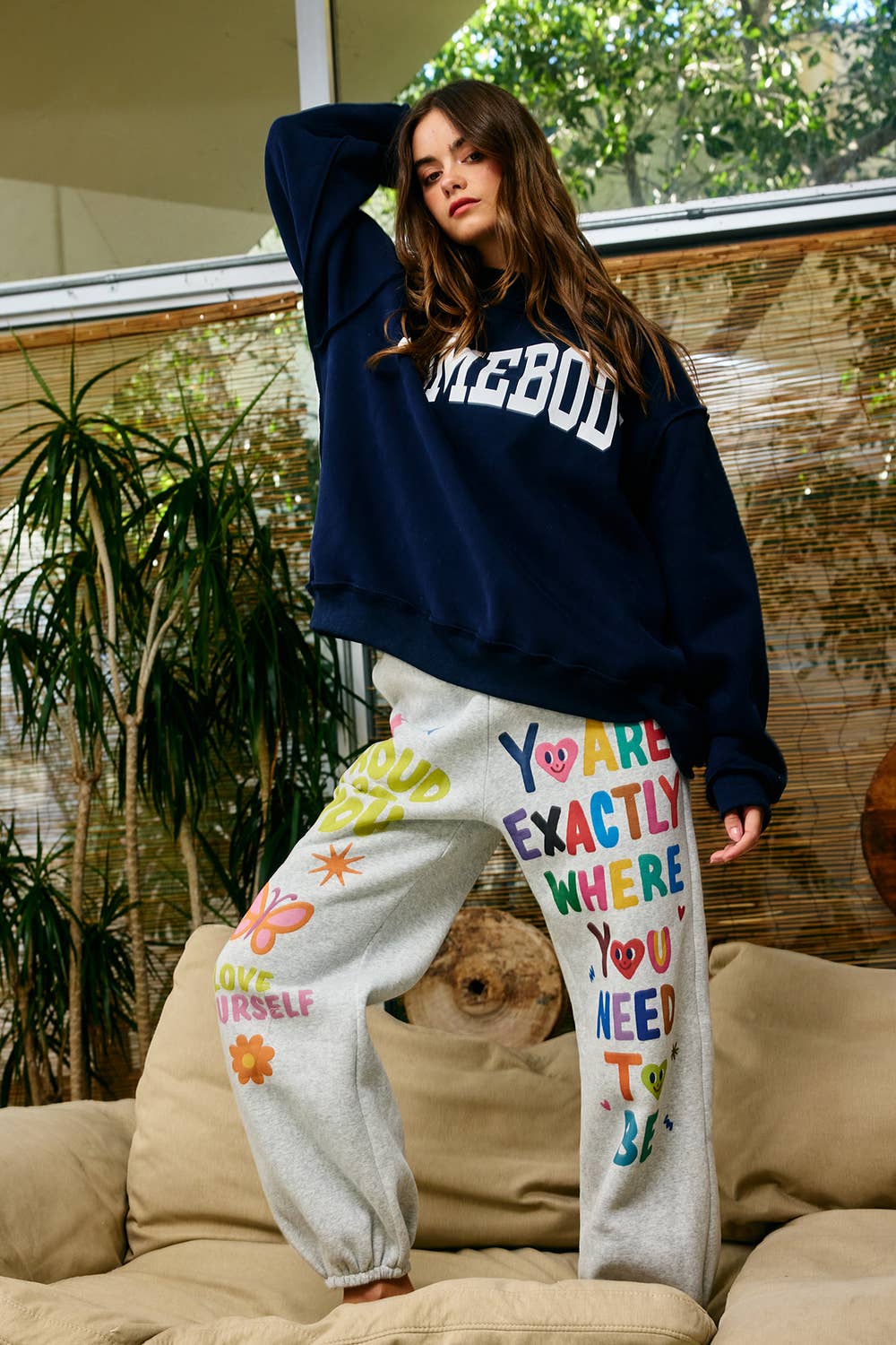 Reversible "HOMEBODY" Mock Neck Sweatshirt