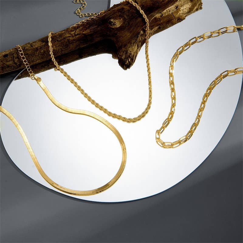 18K STAINLESS STEEL TARNISH FREE LAYERED NECKLACE
