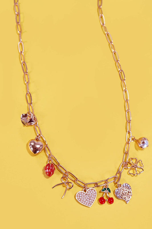 Cherry Multi Charm Necklace