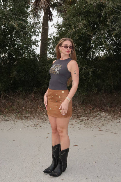 Wild And Free Waffle-Knit Graphic Tank Top