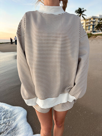 Striped Mockneck Sweatshirt