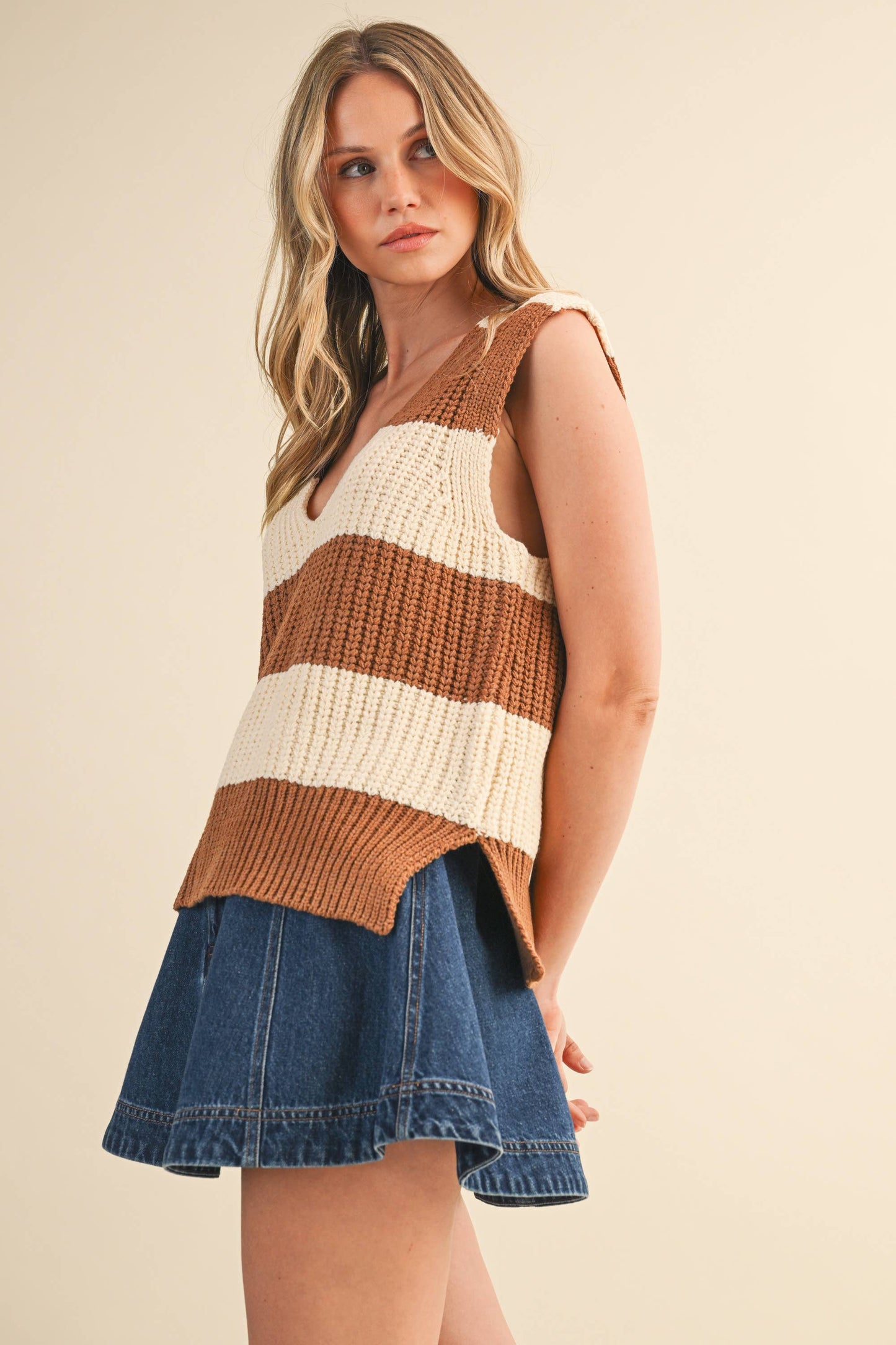 Striped Sweater Vest Top