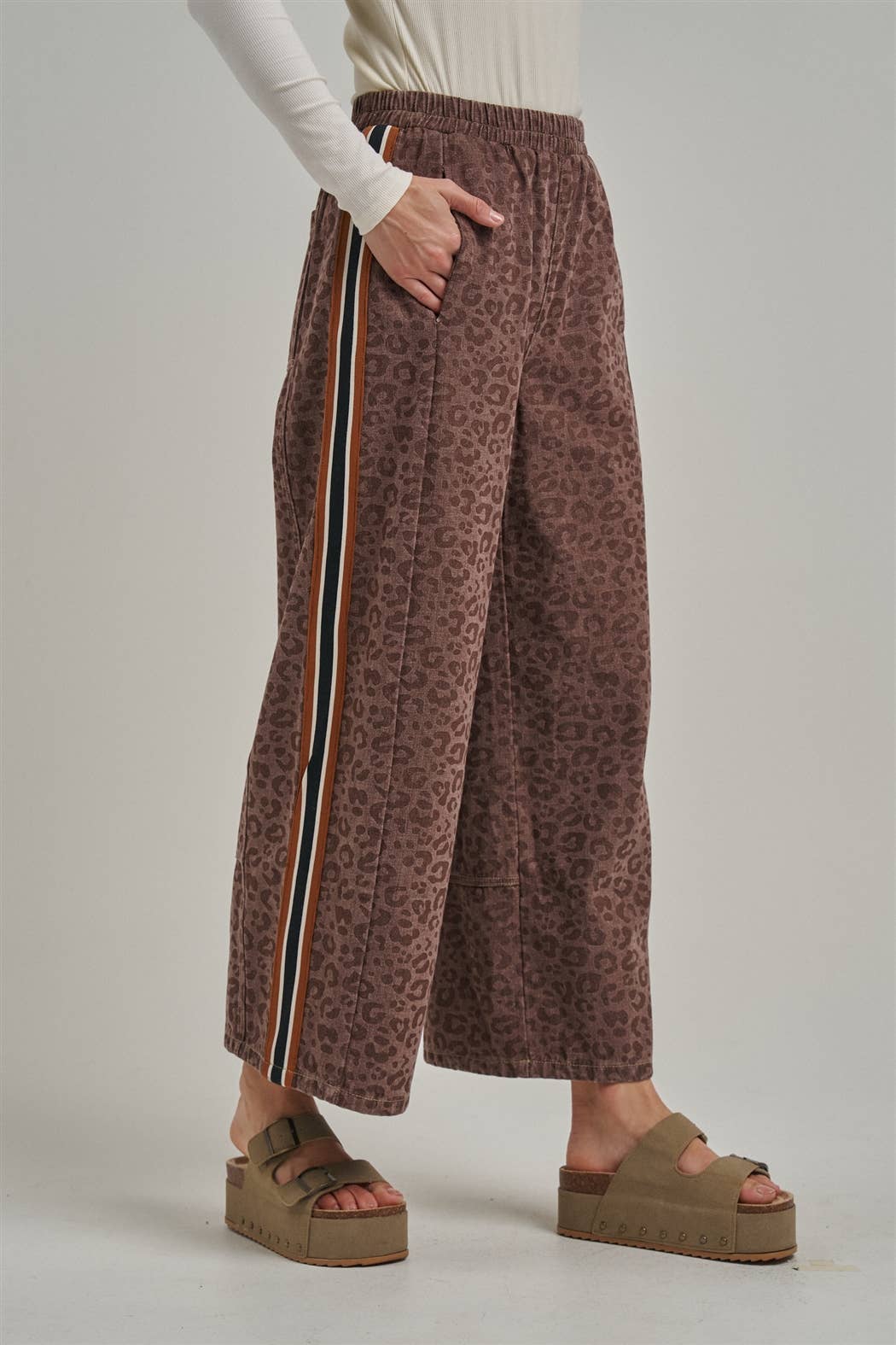 FALL VINTAGE LEOPARD WIDE LEG PANTS