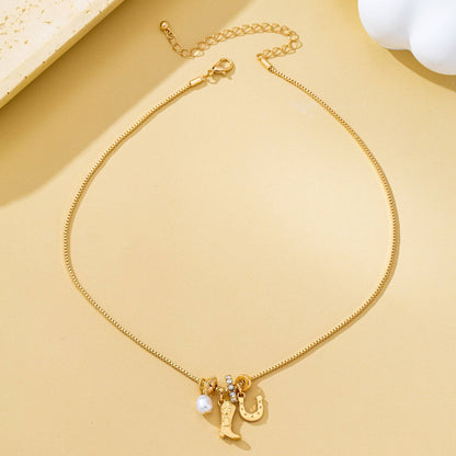 Western Boot Horseshoe Pearl Charm Necklace