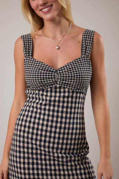 Navy Plaid Mini Dress