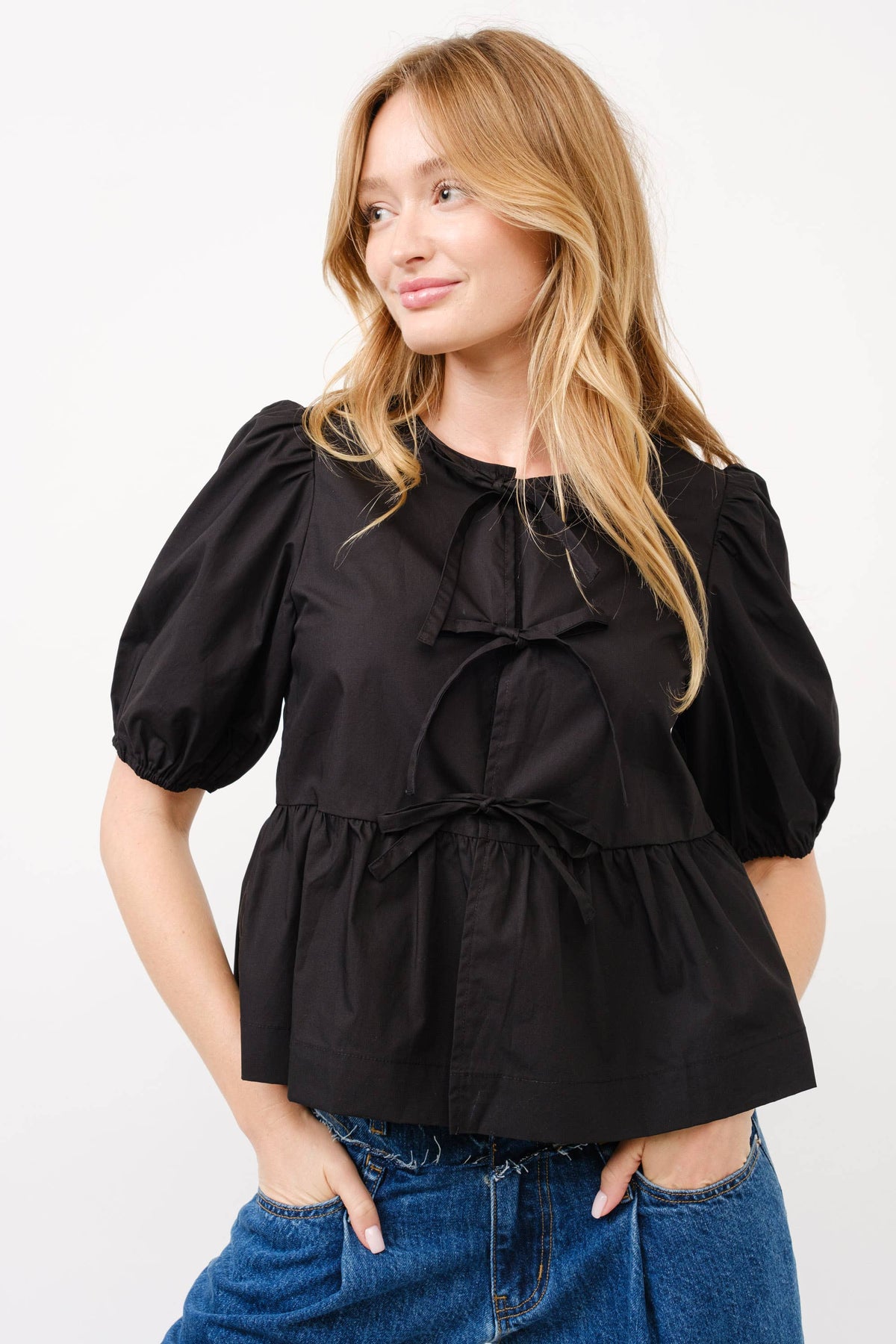 Peplum Tie Blouse