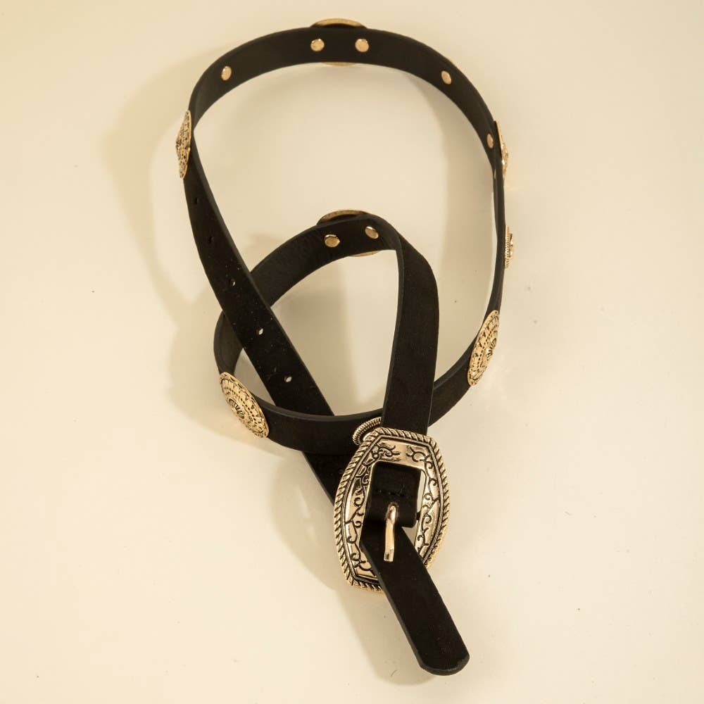 Concho Suede Western Vegan Leather Belt