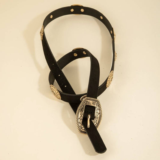 Concho Suede Western Vegan Leather Belt
