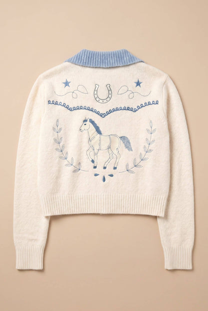Western Boot Collar Knit Cardigan