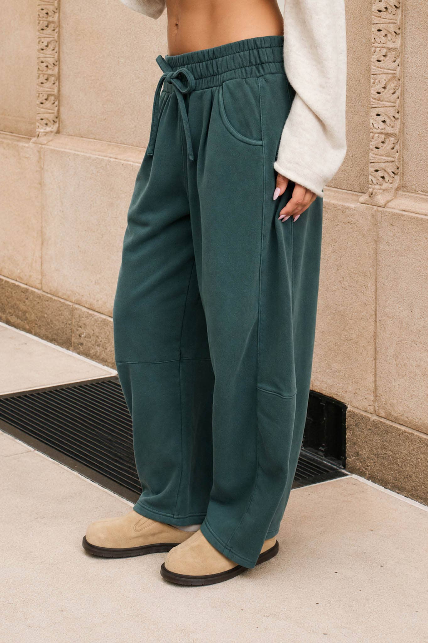 Smocked Waist Barrelled Sweatpants