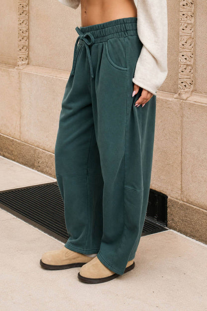 Smocked Waist Barrelled Sweatpants