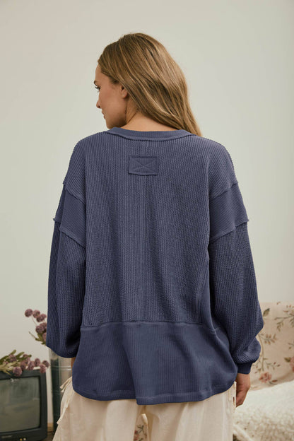 V-Neck Ribbed Top
