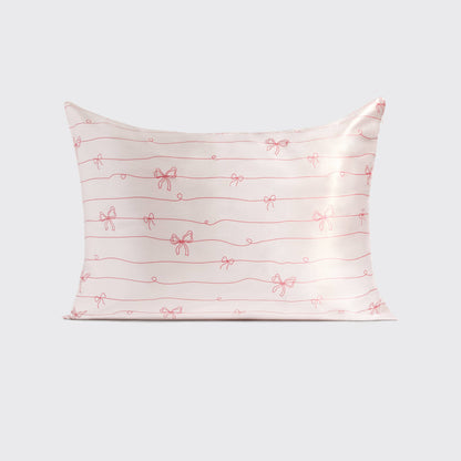 Satin Pillowcase in Striped Bows