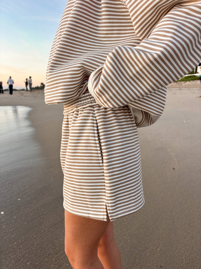 Brown & White Striped Shorts