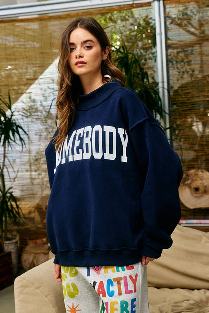 Reversible "HOMEBODY" Mock Neck Sweatshirt