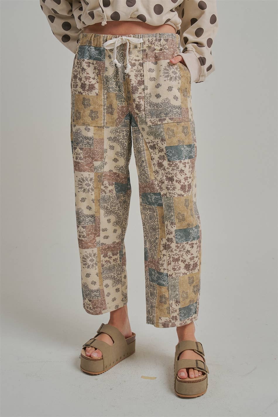 Mid-Rise Casual Mixed Print Pants