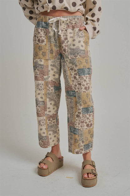 Mid-Rise Casual Mixed Print Pants