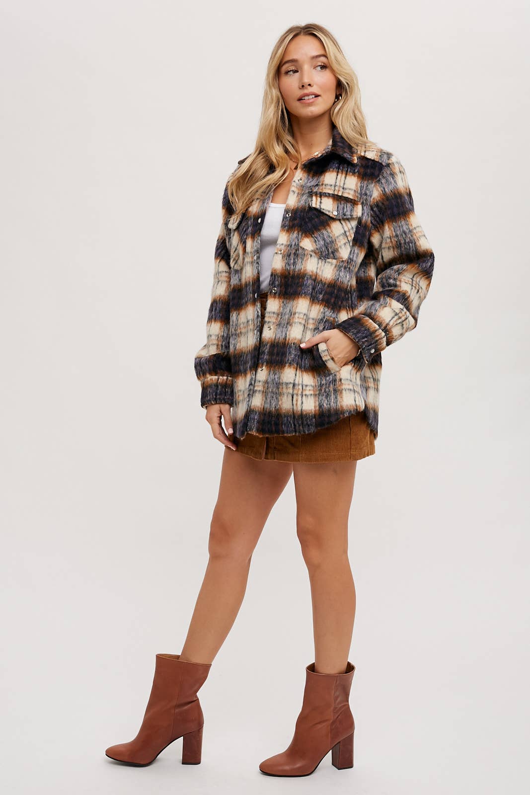 Brushed Flannel Plaid Shacket