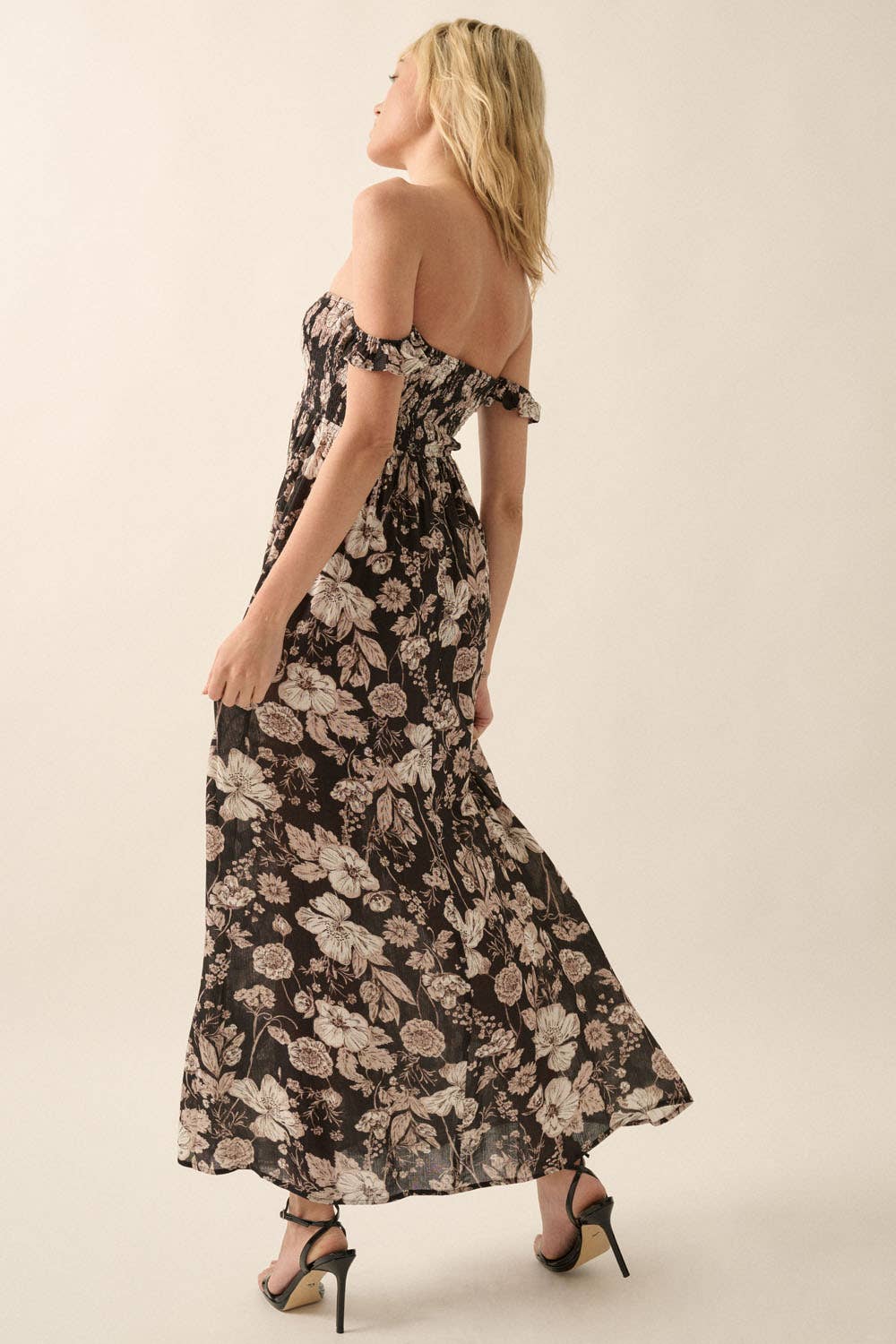 Floral Sweetheart Empire-Waist Maxi Dress