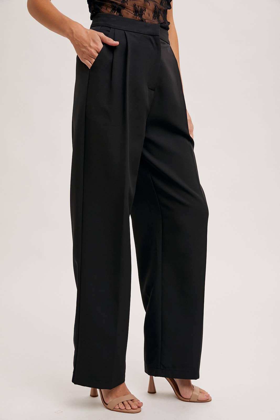 Pleated Wide Leg Trouser