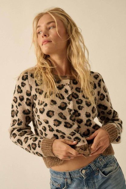 Leopard Button-Front Cardigan
