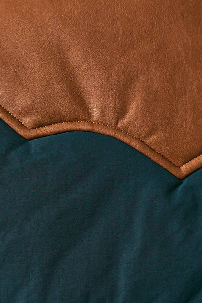 WESTERN FAUX LEATHER CONTRAST PADDED VEST