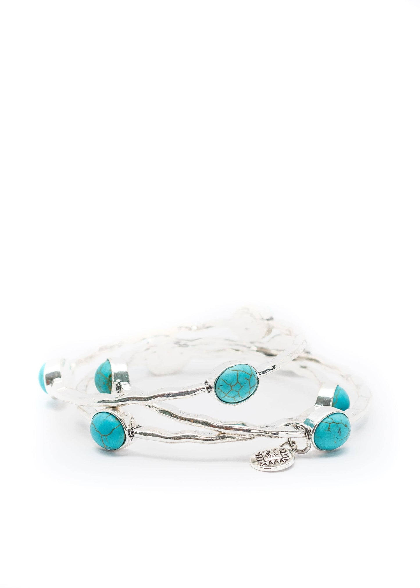 Burnished Silver Bangles with TQ Ovals