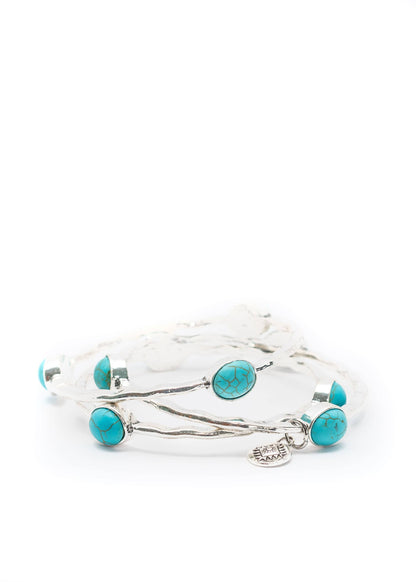 Burnished Silver Bangles with TQ Ovals