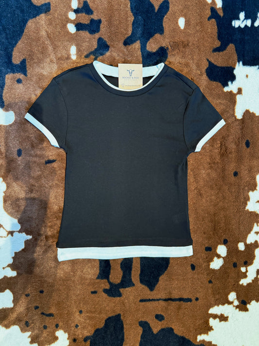 Larissa Faux Double Layer Baby Tee